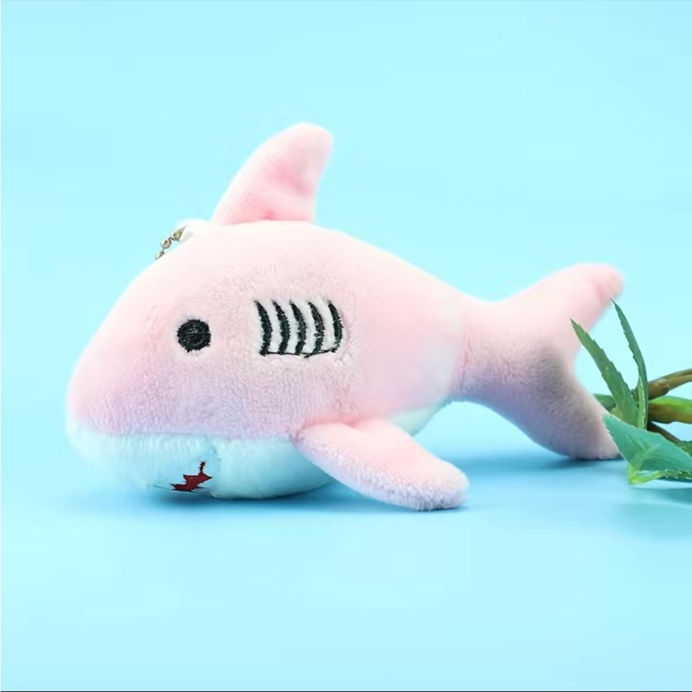 Pink shark plush keychain kawaii NWT